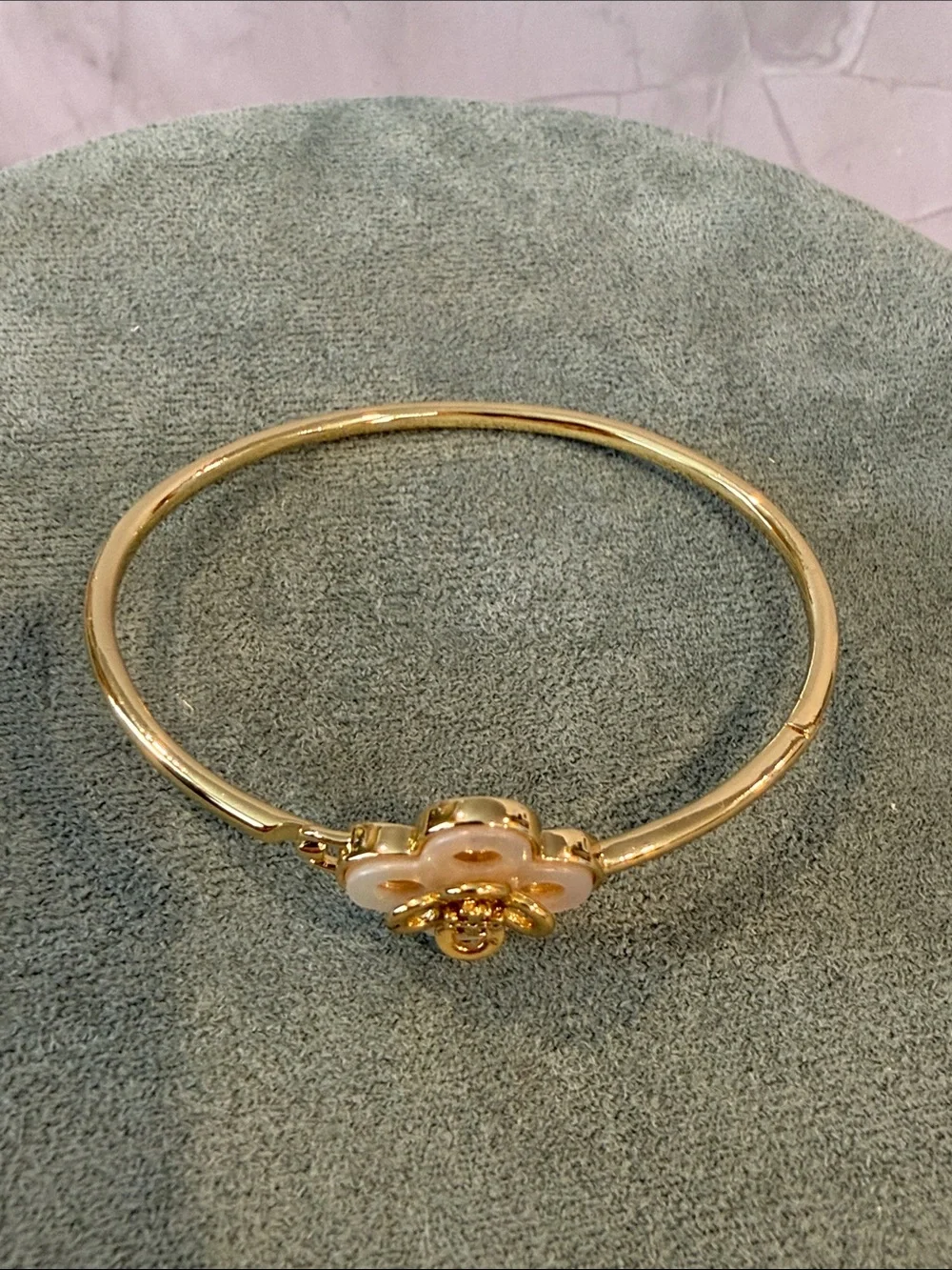 Tory Burch | Gold Plated Mother-of-Pearl Bangle Bracelet | Medium